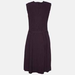 Pre Owned Christian Dior Dark Purple Knit Sleeveless Midi Dress L