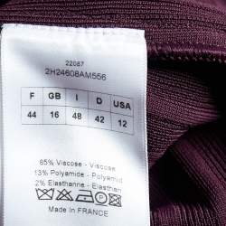 Pre Owned Christian Dior Dark Purple Knit Sleeveless Midi Dress L