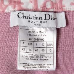 Pre Owned Christian Dior Boutique Vintage Pink Knit Monogram Hooded Zip-Up Sweater L