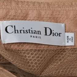 Pre Owned Dior Beige Mesh Bee Embroidered Sheer Bomber Jacket S