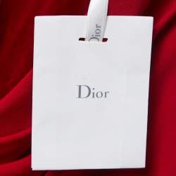 Dior Rouge Red Wool Sleeveless Belted Midi Dress S