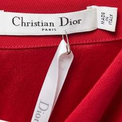Dior Rouge Red Wool Sleeveless Belted Midi Dress S