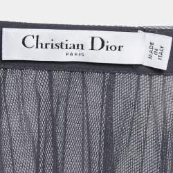 Pre Owned Christian Dior Grey Floral Mesh Midi Skirt S