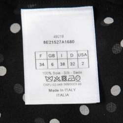 Christian Dior Black Polka-Dot Print Silk Tie-Neck Sleeveless Top S