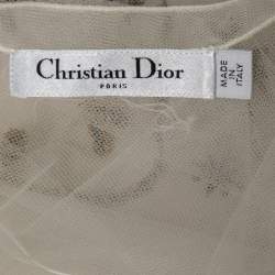 Pre Owned Christian Dior White Embroidered Tulle Le Taureau T-Shirt M