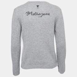 Christian Dior Grey Cashmere Embroidered Pullover M