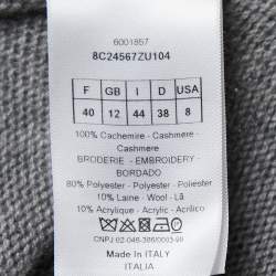 Christian Dior Grey Cashmere Embroidered Pullover M