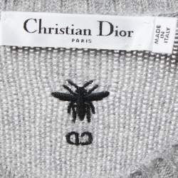Christian Dior Grey Cashmere Embroidered Pullover M
