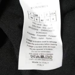 Pre Owned Christian Dior Black Wool Emblem Patch Detail Knit Top S