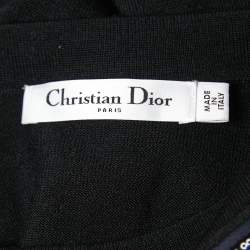 Pre Owned Christian Dior Black Wool Emblem Patch Detail Knit Top S