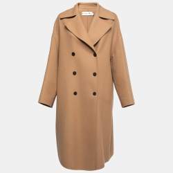 Pre Owned Christian Dior Brown Wool & Rabbit Hair Double-Breasted Coat M