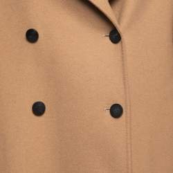 Pre Owned Christian Dior Brown Wool & Rabbit Hair Double-Breasted Coat M