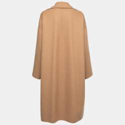 Pre Owned Christian Dior Brown Wool & Rabbit Hair Double-Breasted Coat M