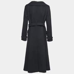 Dior Black Wool & Rabbit Hair Belted Coat M