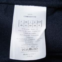 Dior Navy Blue Wool & Rabbit Hair Tie Front Coat M