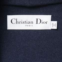 Dior Navy Blue Wool & Rabbit Hair Tie Front Coat M