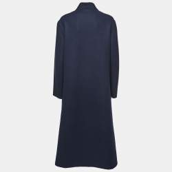 Dior Navy Blue Wool & Rabbit Hair Tie Front Coat M