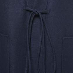 Dior Navy Blue Wool & Rabbit Hair Tie Front Coat M