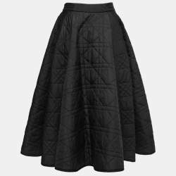 Dior Black Macrocannage Quilted Midi Skirt M
