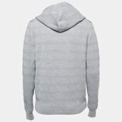 Pre Owned Dior Grey Macrocannage Wool & Silk Knit Zip Up Jumper S