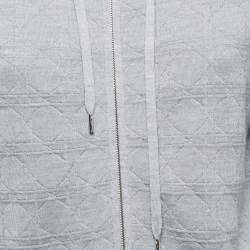 Pre Owned Dior Grey Macrocannage Wool & Silk Knit Zip Up Jumper S