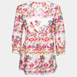 Dior Pink Printed Silk Peplum Blouse L
