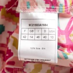 Dior Pink Printed Silk Peplum Blouse L