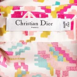 Dior Pink Printed Silk Peplum Blouse L