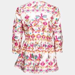 Dior Pink Printed Silk Peplum Blouse L