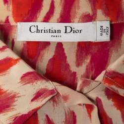 Pre Owned Christian Dior Pink Animal Print Silk Shirt L