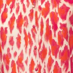 Pre Owned Christian Dior Pink Animal Print Silk Shirt L