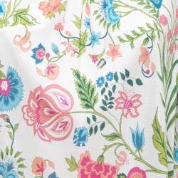 Pre Owned Christian Dior Multicolor Floral Printed Jersey Embellished Top XL