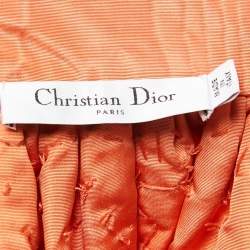 Pre Owned Christian Dior Orange Silk Embellished Off Shoulder Top M