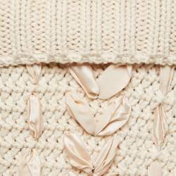 Christian Dior Cream Knitted Bow Embellished Sweater & Scarf Set M