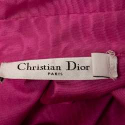 Pre Owned Christian Dior Pink Silk Moire Cuff Embellished Shirt M