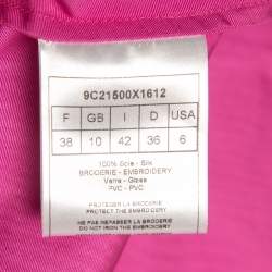 Pre Owned Christian Dior Pink Silk Moire Cuff Embellished Shirt M