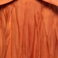 Pre Owned Christian Dior Orange Organza Belted Wide Leg Pants L