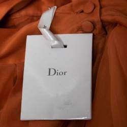 Pre Owned Christian Dior Orange Organza Belted Wide Leg Pants L