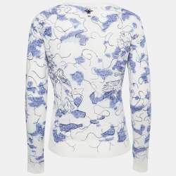 Pre Owned Christian Dior White World Embroidered Cashmere Sweater S
