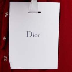 Christian Dior Red Polka Dotted Tulle Overlay Gathered Midi Skirt M