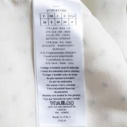 Pre Owned Christian Dior Cream Printed Embellished Crepe Sleeveless Mini Dress S