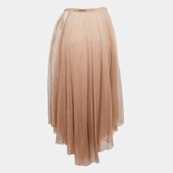 Christian Dior Blush Pink Mesh Asymmetrical Midi Skirt M