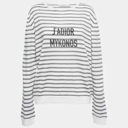 Christian Dior White/Grey Striped J'Adior Mikonos Knit Pullover L