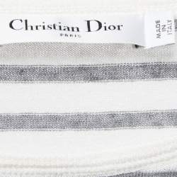 Christian Dior White/Grey Striped J'Adior Mikonos Knit Pullover L