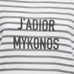 Christian Dior White/Grey Striped J'Adior Mikonos Knit Pullover L