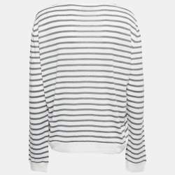 Christian Dior White/Grey Striped J'Adior Mikonos Knit Pullover L