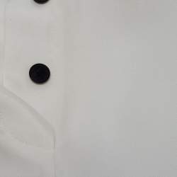 Pre Owned Christian Dior White Printed Silk Wide Leg Pants S