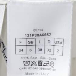 Pre Owned Christian Dior White Printed Silk Wide Leg Pants S