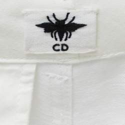 Christian Dior White Lion Printed Denim Wide Leg Cargo Jeans S Waist 28"