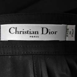 Pre Owned Dior Black Cotton Pleated Asymmetrical Wrap Skirt M